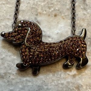Sparkling Brown Dachshund Pendant Necklace